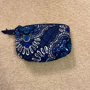 Vera Bradley blue mini makeup pouch with attached mirror